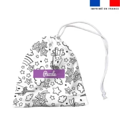 coupon - Patron imprimé pour jeu de puzzle 2 en 1 motif licorne et licorne toboggan - Création Stillistic - Velours blanc cassé 294 gr/m² -