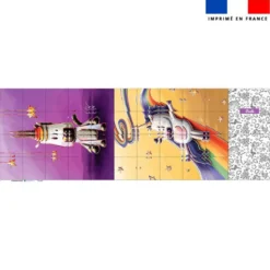 coupon - Patron imprimé pour jeu de puzzle 2 en 1 motif licorne et licorne toboggan - Création Stillistic - Velours blanc cassé 294 gr/m² -