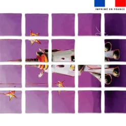 coupon - Patron imprimé pour jeu de puzzle 2 en 1 motif licorne et licorne toboggan - Création Stillistic - Velours blanc cassé 294 gr/m² -