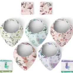 Coupon éponge bavoirs bandana motif flamant coco - Création Lili Bambou Design