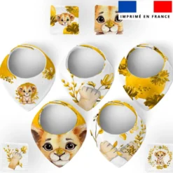 Coupon éponge bavoirs bandana motif lionceau aquarelle