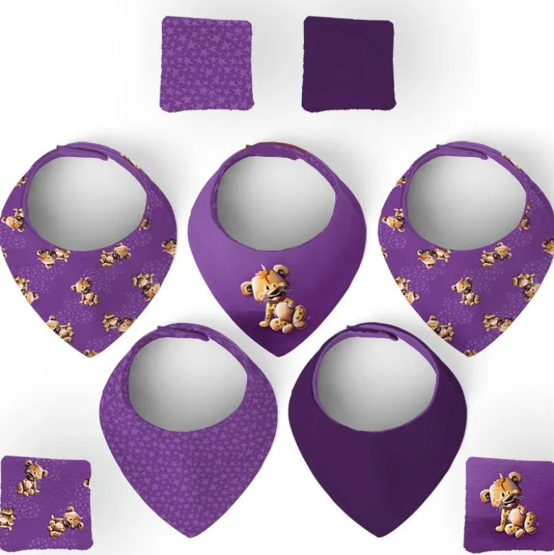 Coupon éponge bavoirs bandana motif bébé hyène - Création Stillistic