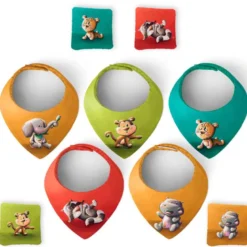 Coupon éponge bavoirs bandana motif éléphant singe guépard raton hippo - Création Stillistic