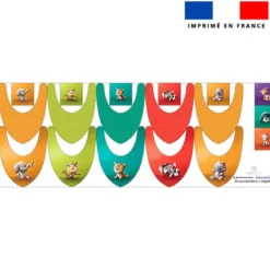 Coupon éponge bavoirs bandana motif éléphant singe guépard raton hippo - Création Stillistic
