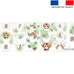 Coupon éponge bavoirs bandana motif singe aquarelle