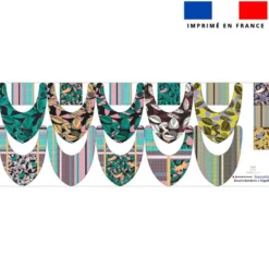 Coupon éponge bavoirs bandana motif tigre vert - Création Lili Bambou Design