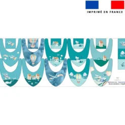 Coupon éponge bavoirs bandana motif montgolfière aquarelle