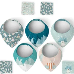 Coupon éponge bavoirs bandana motif forêt blanche