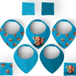 Coupon éponge bavoirs bandana motif bébé écureuil - Création Stillistic