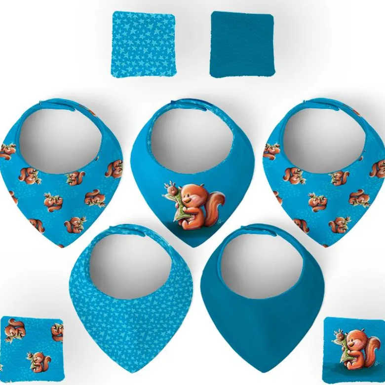 Coupon éponge bavoirs bandana motif bébé écureuil - Création Stillistic