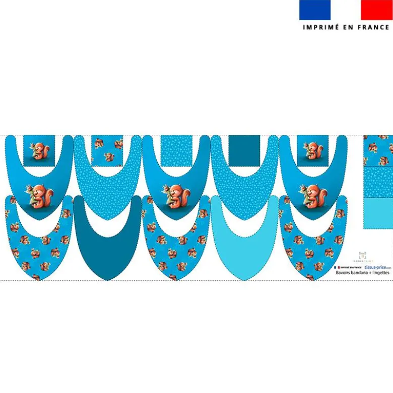 Coupon éponge bavoirs bandana motif bébé écureuil - Création Stillistic