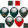 Coupon éponge bavoirs bandana motif Teckels de Noël - Création Stillistic