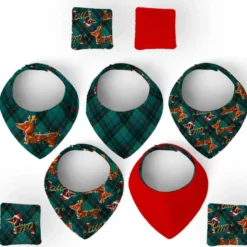 Coupon éponge bavoirs bandana motif Teckels de Noël - Création Stillistic