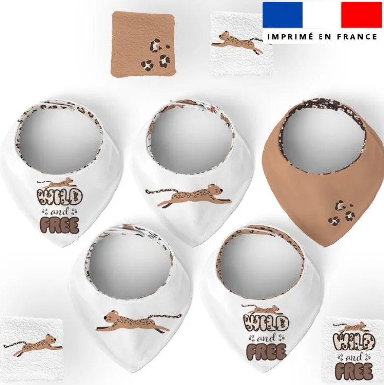 Coupon éponge bavoirs bandana motif léopard