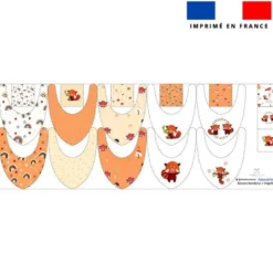 Coupon éponge bavoirs bandana motif panda roux