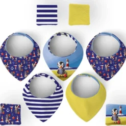 Coupon éponge bavoirs bandana motif macareux - Création Stillistic