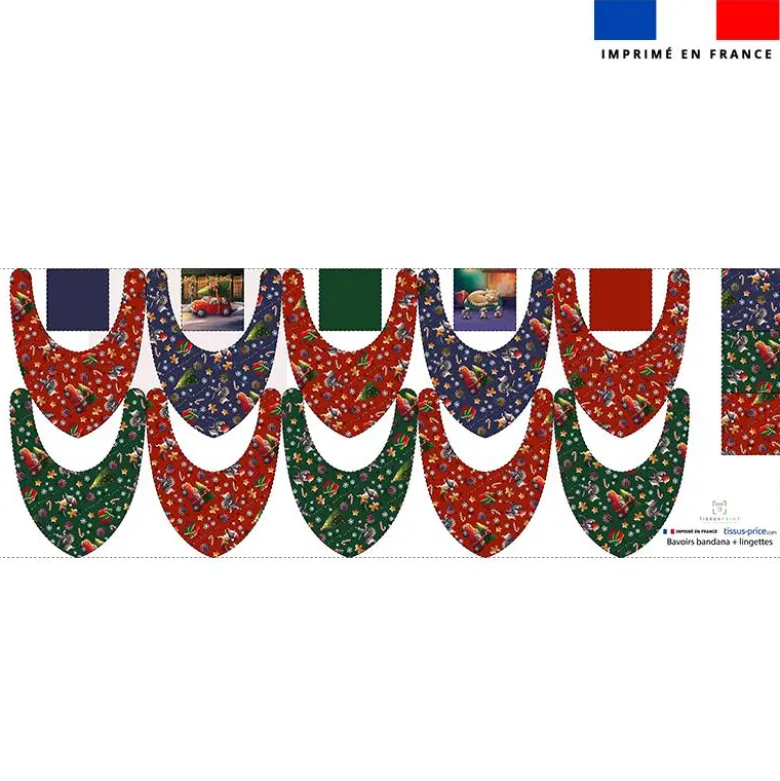 Coupon éponge bavoirs bandana motif souris de noel - Création Stillistic