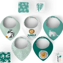 Coupon éponge bavoirs bandana motif jungle friends