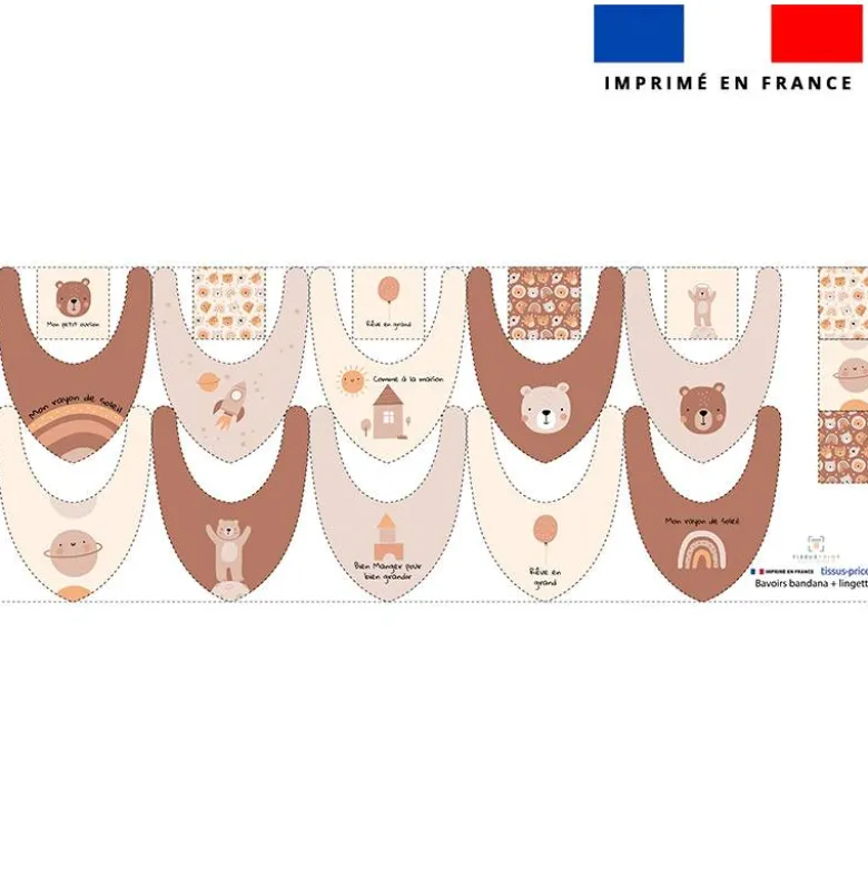 Coupon éponge bavoirs bandana motif petit ourson