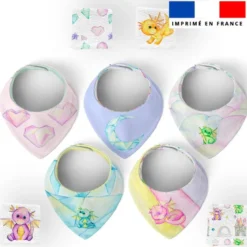 Coupon éponge bavoirs bandana motif bébé dragon
