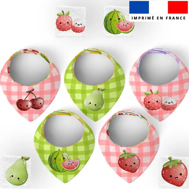 Coupon éponge bavoirs bandana motif fruits kawaï
