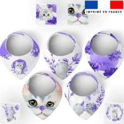 Coupon éponge bavoirs bandana motif chat aquarelle