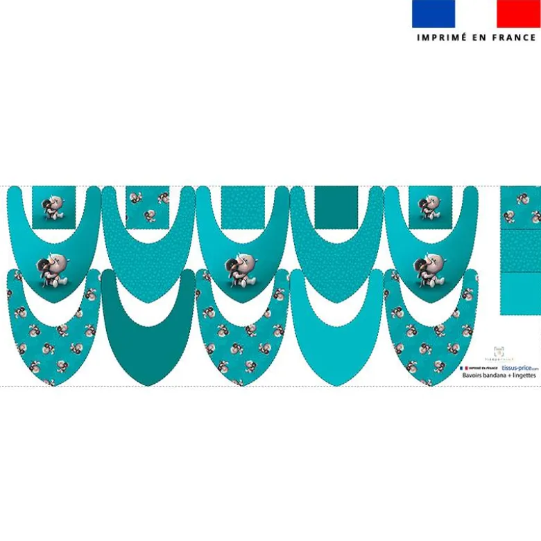 Coupon éponge bavoirs bandana motif bébé rhino - Création Stillistic