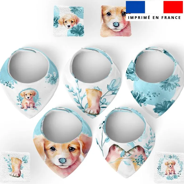 Coupon éponge bavoirs bandana motif labrador aquarelle