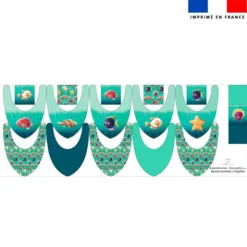 Coupon éponge bavoirs bandana motif poissons bonbons - Création Stillistic
