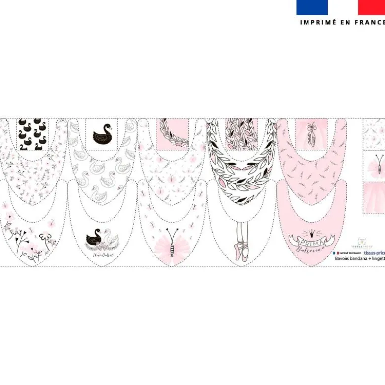 Coupon éponge bavoirs bandana motif ballet