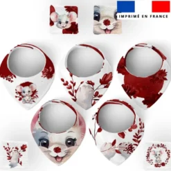 Coupon éponge bavoirs bandana motif souris aquarelle