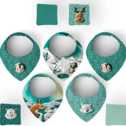 Coupon éponge bavoirs bandana motif animaux du froid - Création Stillistic