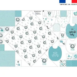 Coupon éponge kit puériculture lion baby bleu et gris