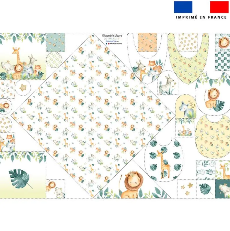 Coupon éponge kit puériculture safari animaux aquarelle