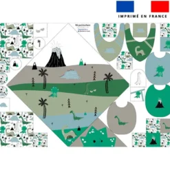 Coupon éponge kit puériculture dino vert et volcan