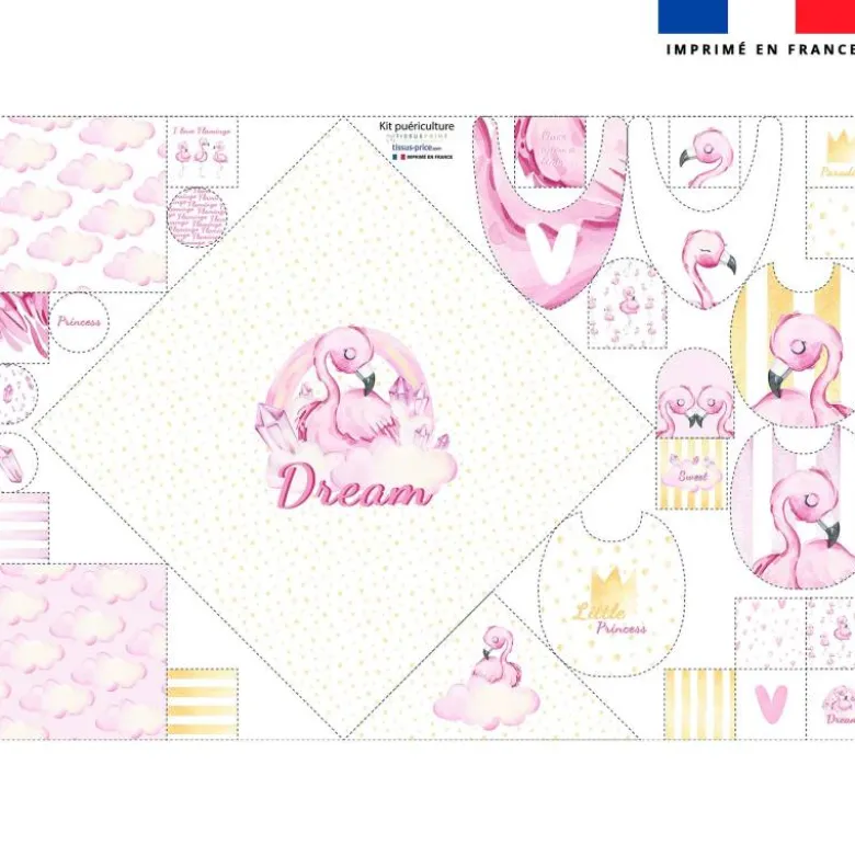 Coupon éponge kit puériculture sweet flamant rose
