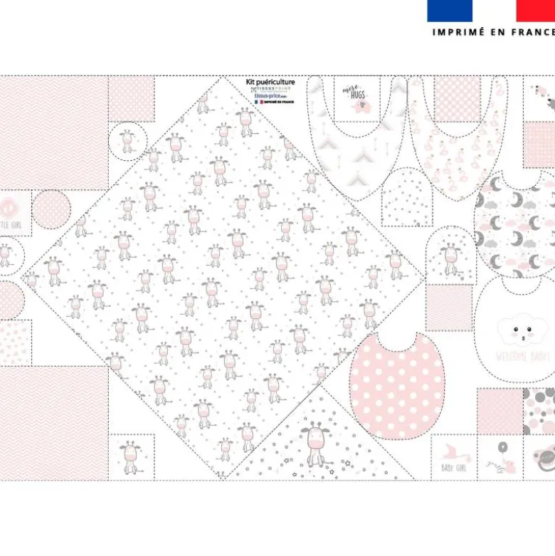 Coupon éponge kit puériculture girafe baby rose et gris