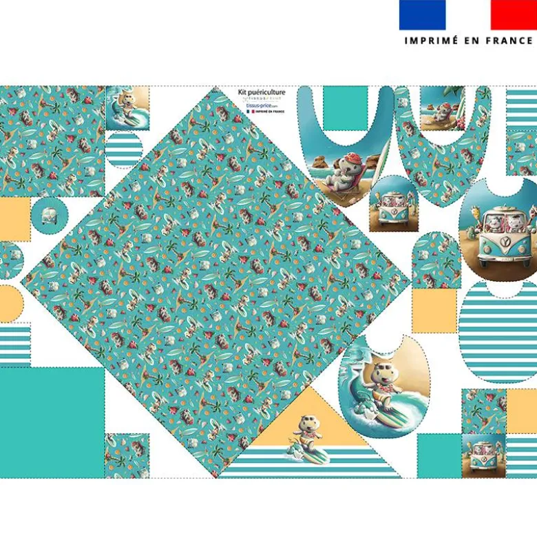 Coupon éponge kit puériculture motif hippo en vacances - Création Stillistic