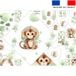 Coupon éponge kit puériculture singe aquarelle