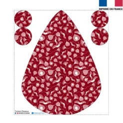 Coupon éponge pour serviette turban cheveux motif feuille ginkgo rouge