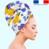 Coupon éponge pour serviette turban cheveux motif fleur de pensée