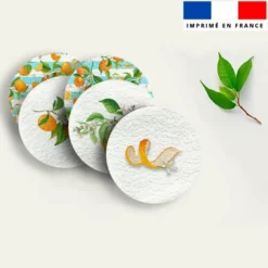 Coupon éponge pour serviette turban cheveux motif oranges et fleurs d'oranger