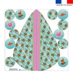 Coupon éponge pour serviette turban cheveux motif capybara - Création Stillistic