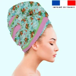 Coupon éponge pour serviette turban cheveux motif capybara - Création Stillistic