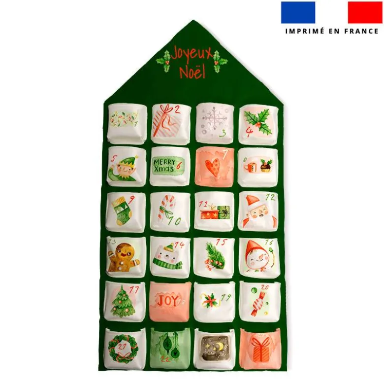 Coupon pour Calendrier de l'avent motif Noel aquarelle