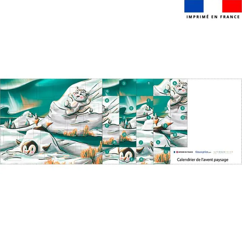 Coupon pour Calendrier de l'avent Paysage motif animaux du froid Pingouin et Panthère - Création Stillistic
