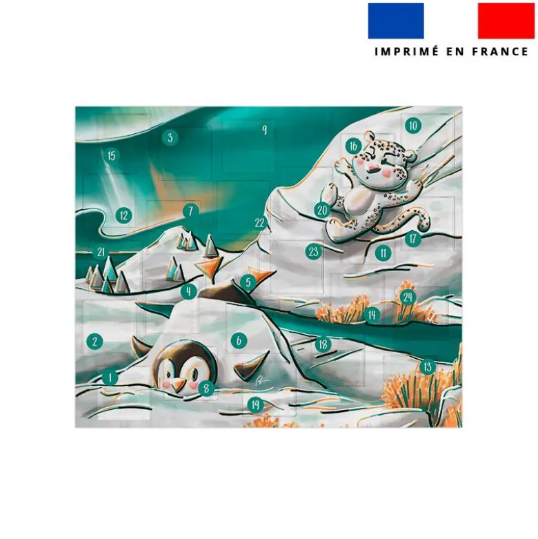 Coupon pour Calendrier de l'avent Paysage motif animaux du froid Pingouin et Panthère - Création Stillistic