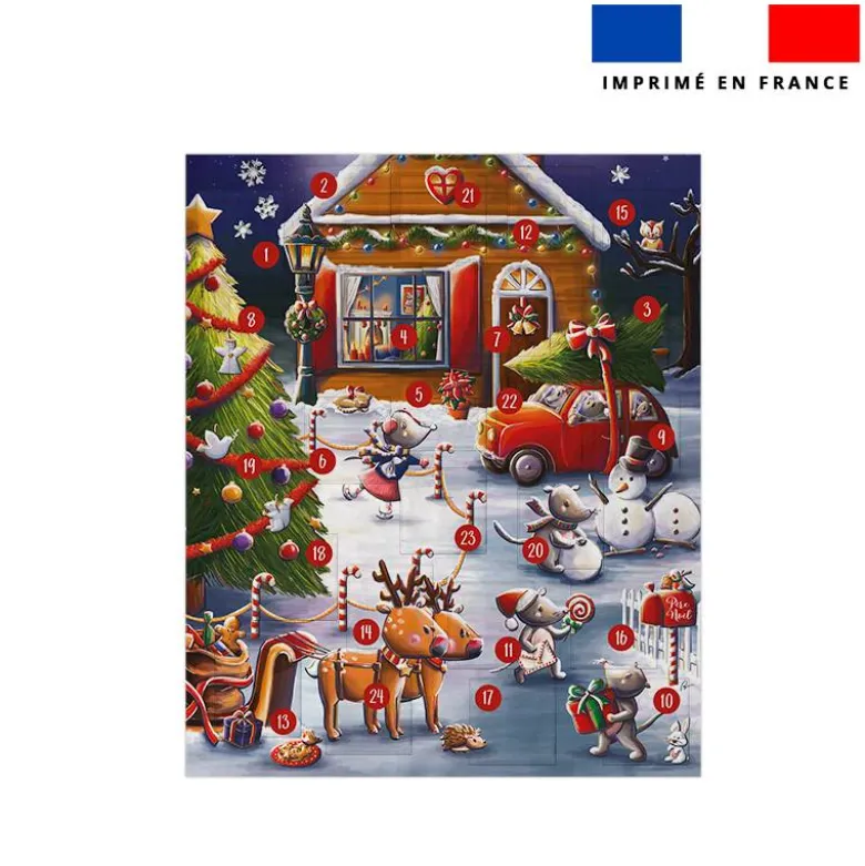 Coupon pour Calendrier de l'avent Paysage motif village Souris de noel - Création Stillistic