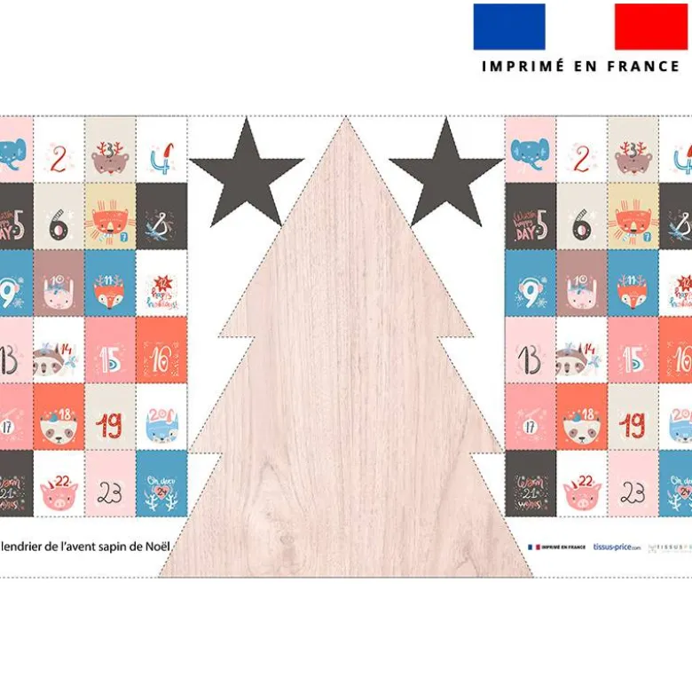 Coupon pour Calendrier de l'avent Sapin motif animaux pastel