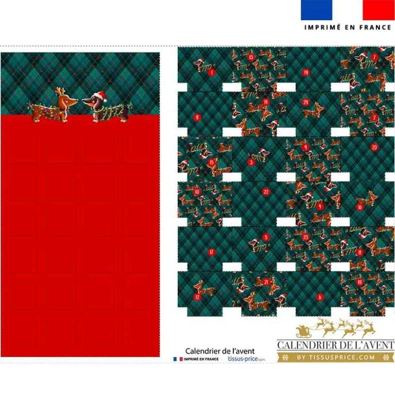 Coupon pour Calendrier de l'avent motif Teckels de Noël - Création Stillistic